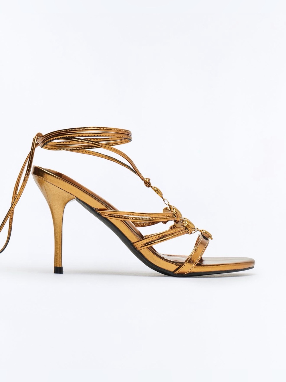 Fashion Nova Metallic Gold Lace-Up High Heel Sandals